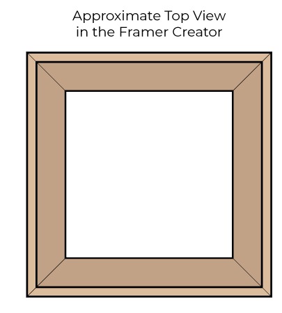 Approximate top view in the Frame Creator, showing the full 32mm width of the L-Shape moulding.