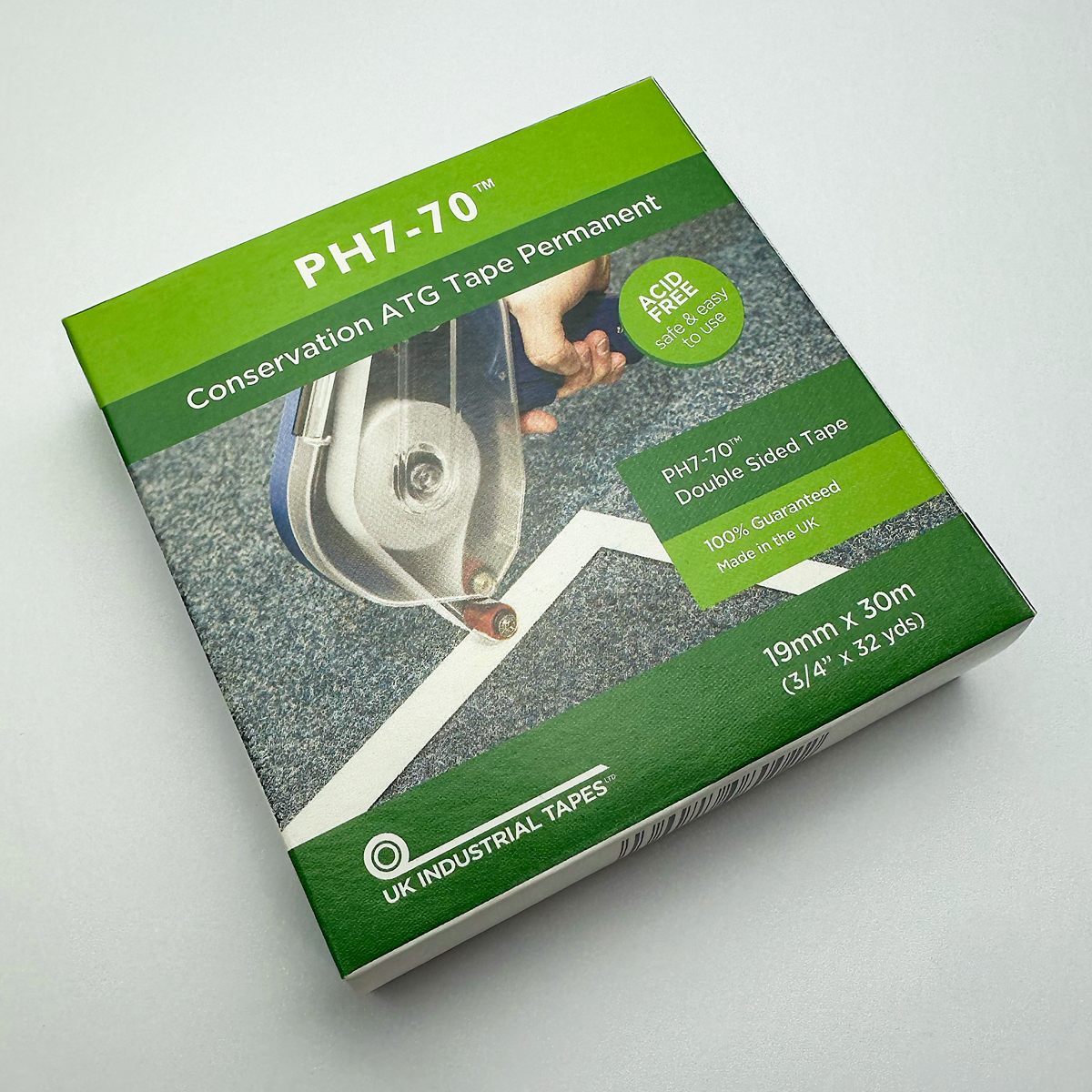 PH7-70 White Mount Hinging ATG Tape 19mm x 30m