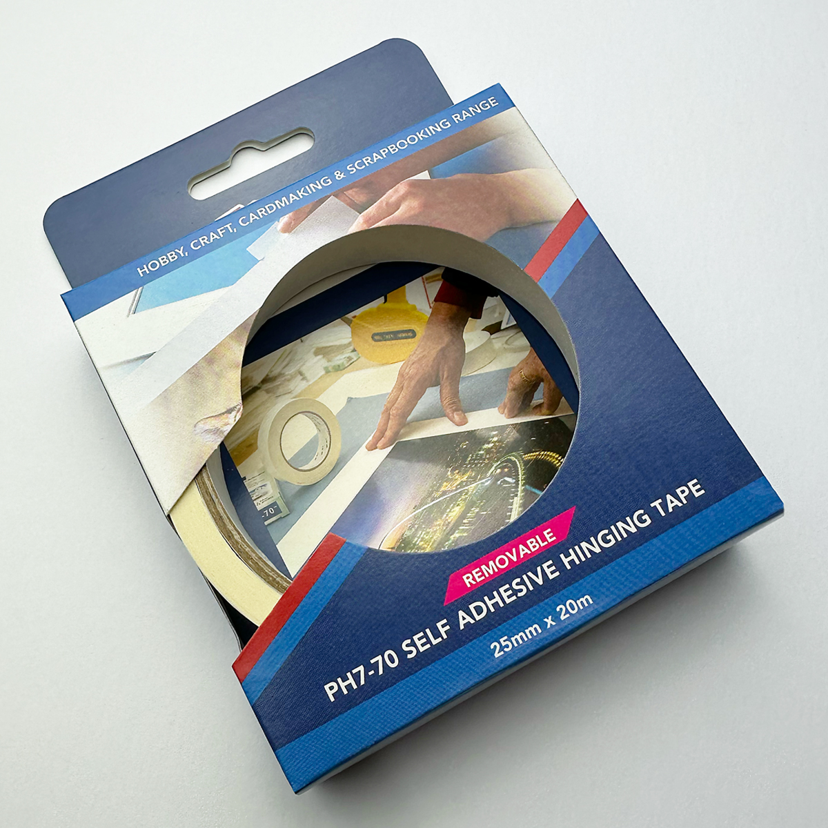 PH7-70 Stix2 White Removable Mount Hinging Tape 25mm x 20m